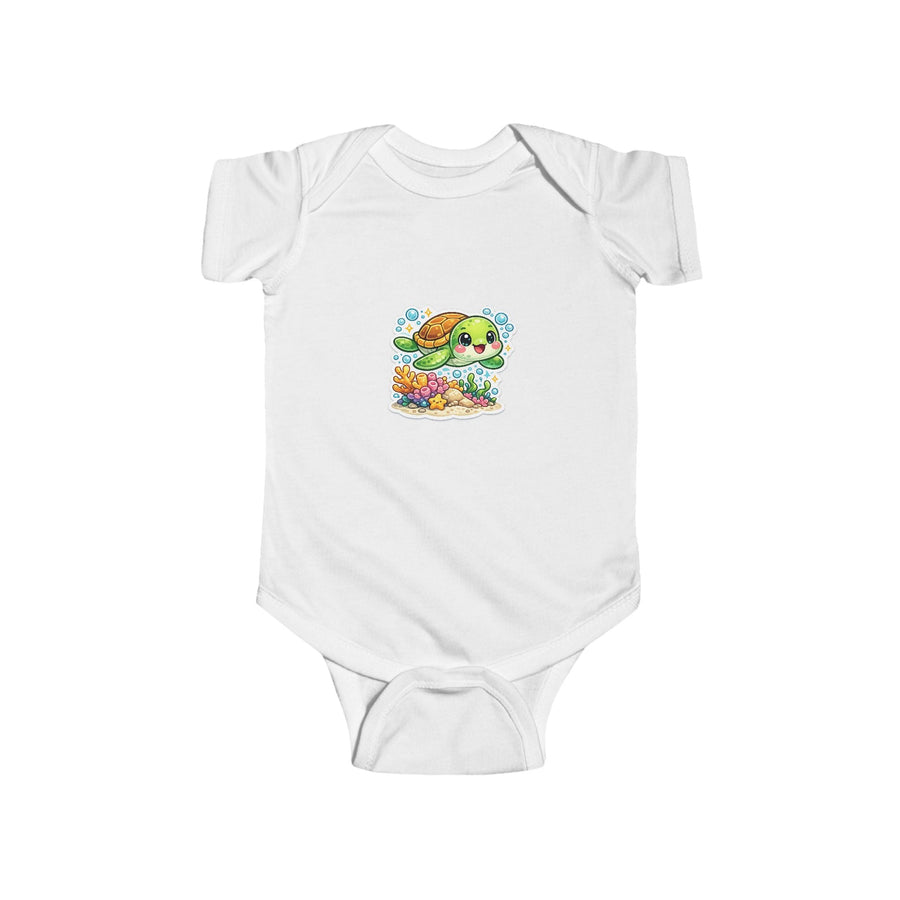 Baby Bodysuit – Cute Sea Turtle & Seashells Infant Onesie - Front Patch Kids Co.