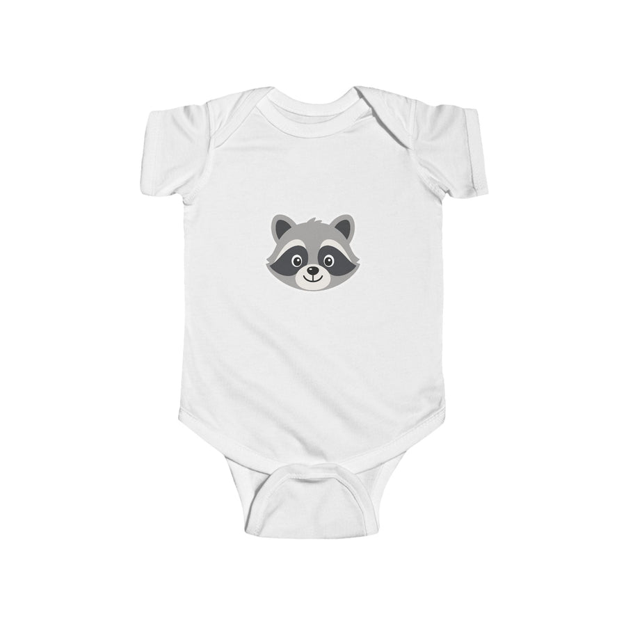 Baby Bodysuit with Cute Raccoon Face - Infant Onesie, Newborn Gift - Front Patch Kids Co.