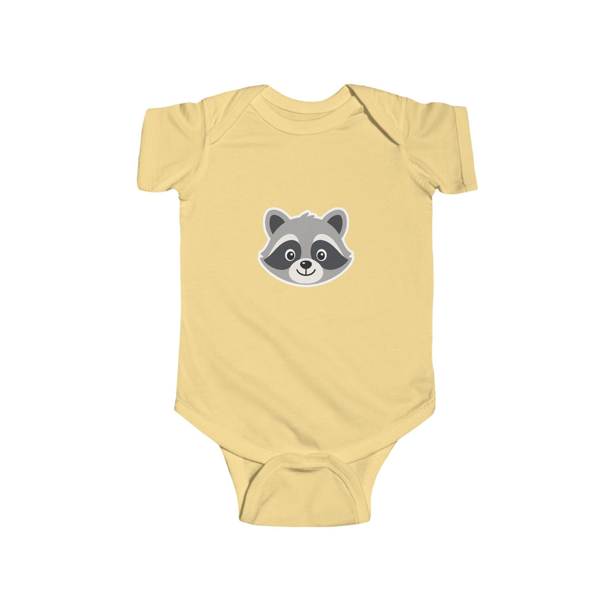 Baby Bodysuit with Cute Raccoon Face - Infant Onesie, Newborn Gift - Front Patch Kids Co.