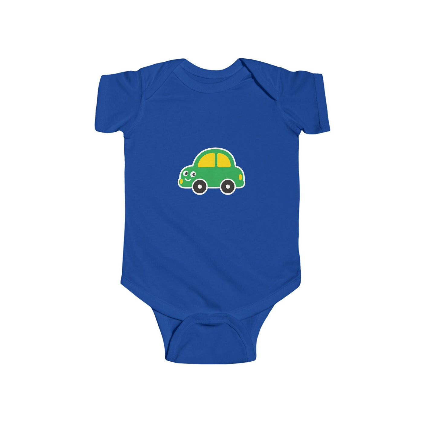 Cute Green Car Infant Bodysuit — Baby Vehicle Onesie - Front Patch Kids Co.