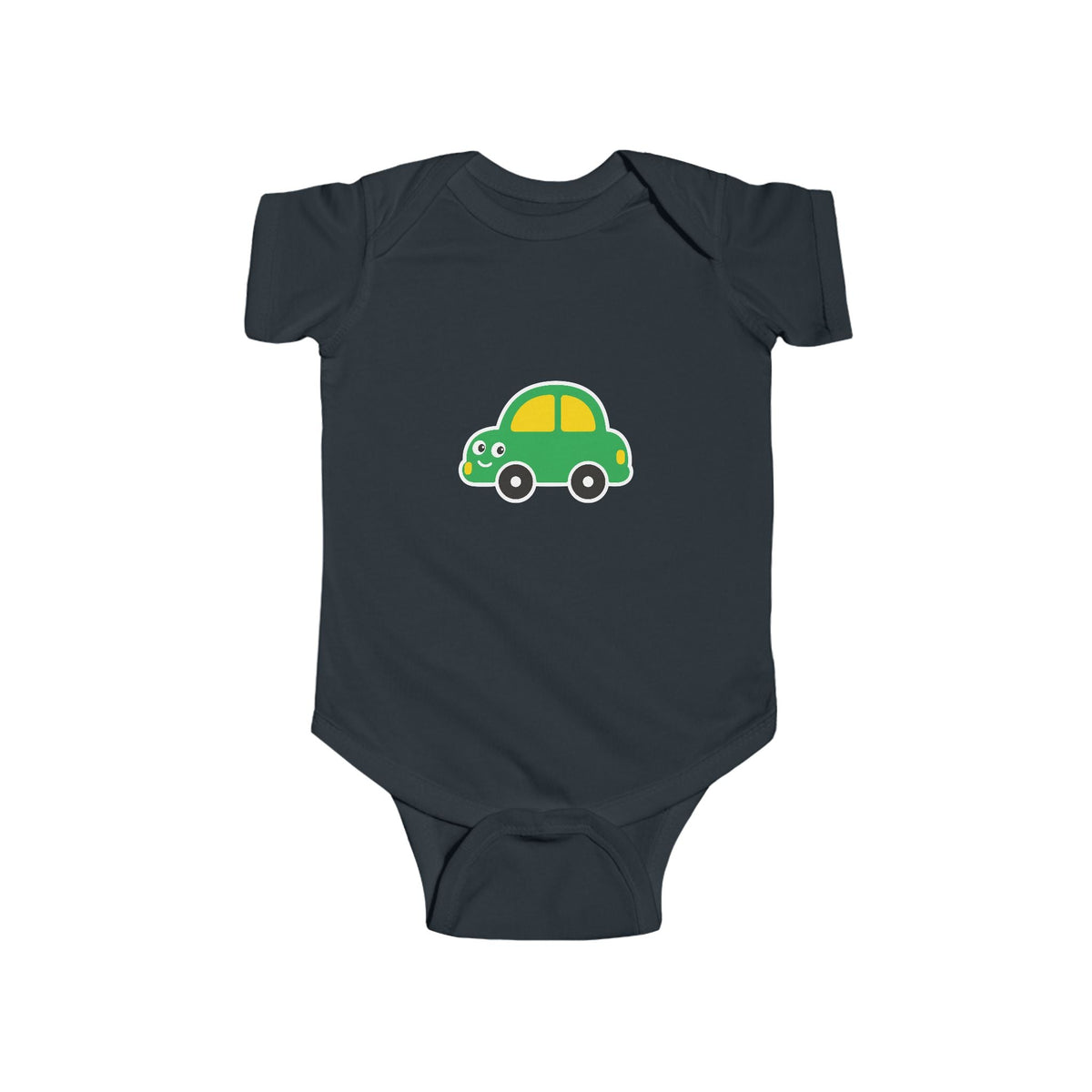 Cute Green Car Infant Bodysuit — Baby Vehicle Onesie - Front Patch Kids Co.
