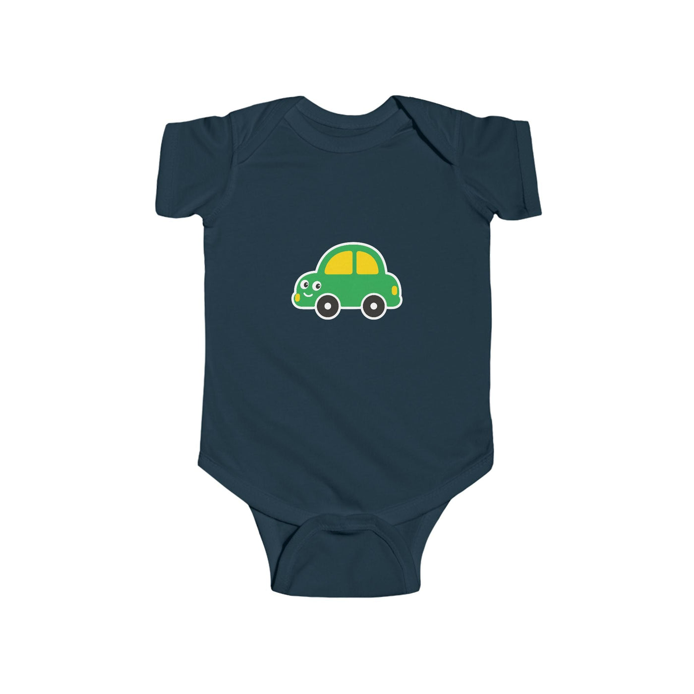 Cute Green Car Infant Bodysuit — Baby Vehicle Onesie - Front Patch Kids Co.