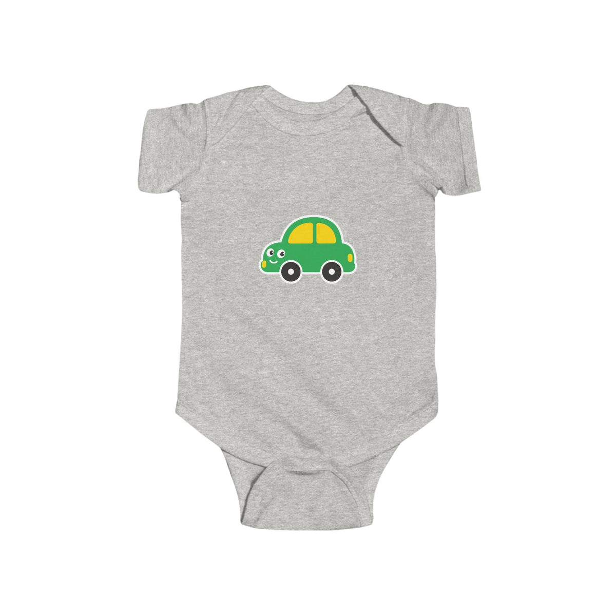 Cute Green Car Infant Bodysuit — Baby Vehicle Onesie - Front Patch Kids Co.
