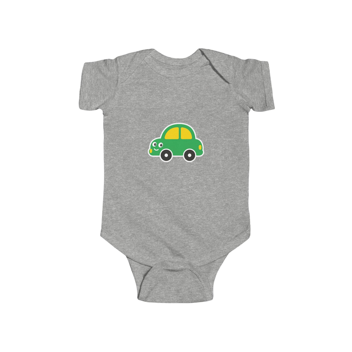 Cute Green Car Infant Bodysuit — Baby Vehicle Onesie - Front Patch Kids Co.
