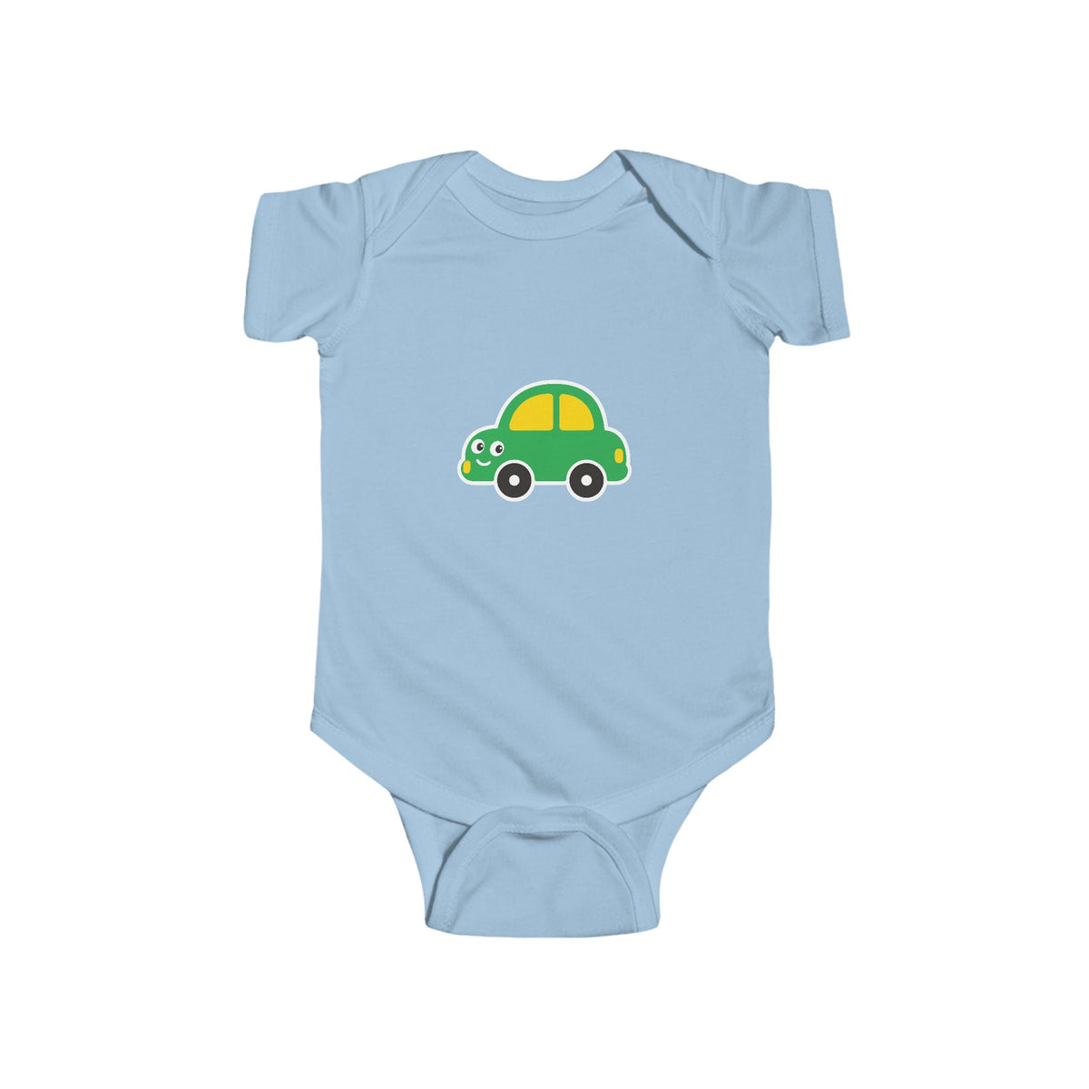 Cute Green Car Infant Bodysuit — Baby Vehicle Onesie - Front Patch Kids Co.