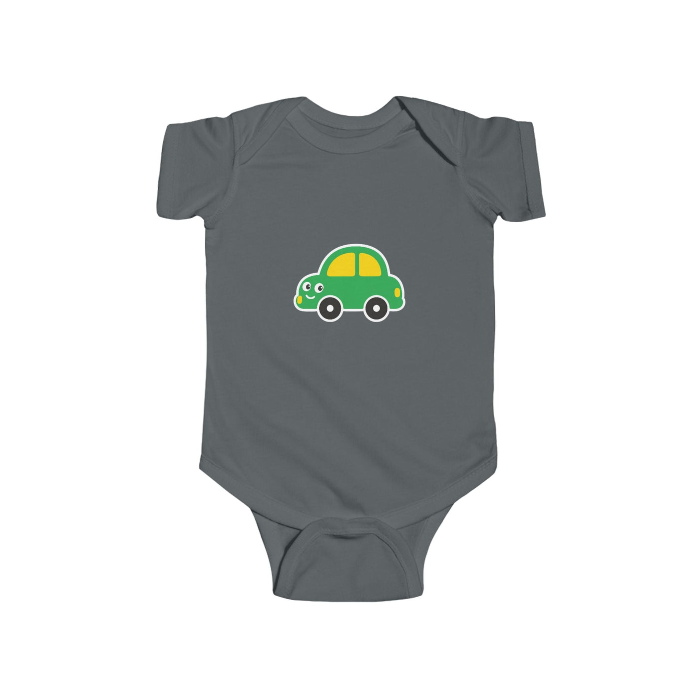 Cute Green Car Infant Bodysuit — Baby Vehicle Onesie - Front Patch Kids Co.