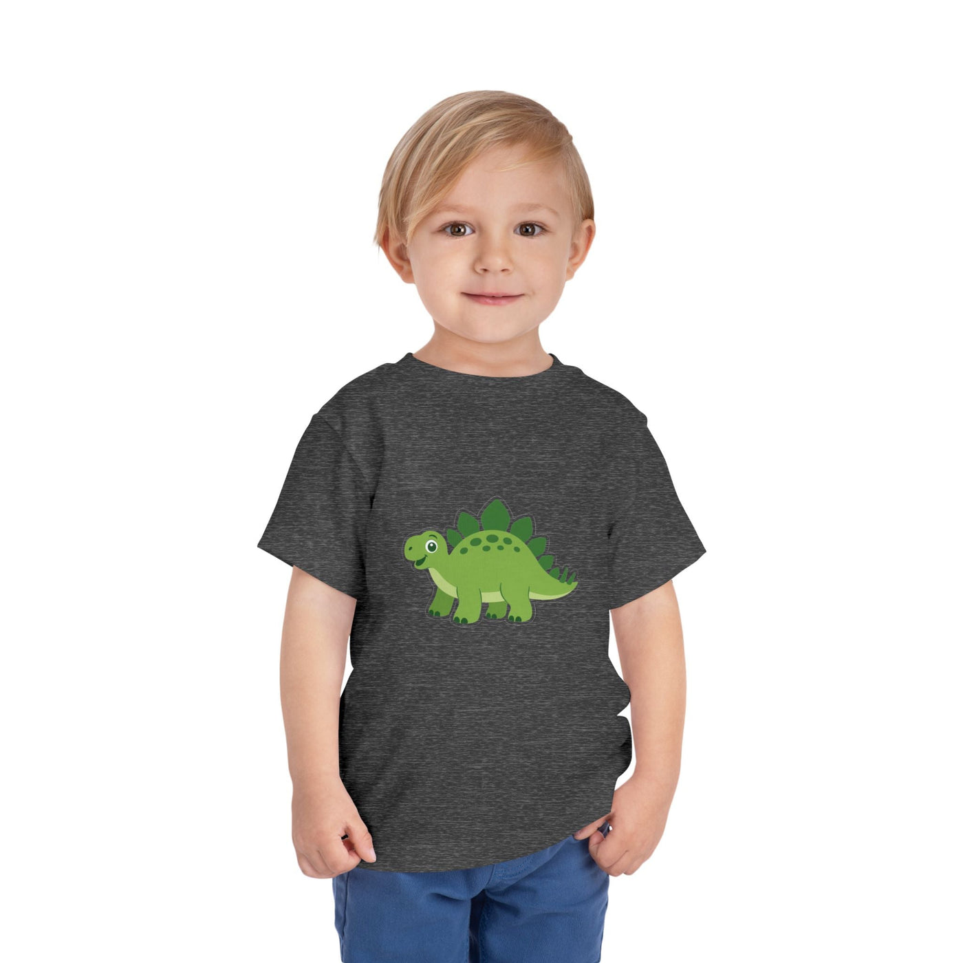 Cute Green Stegosaurus Toddler Tee – Dinosaur Short Sleeve Shirt for Kids - Front Patch Kids Co.