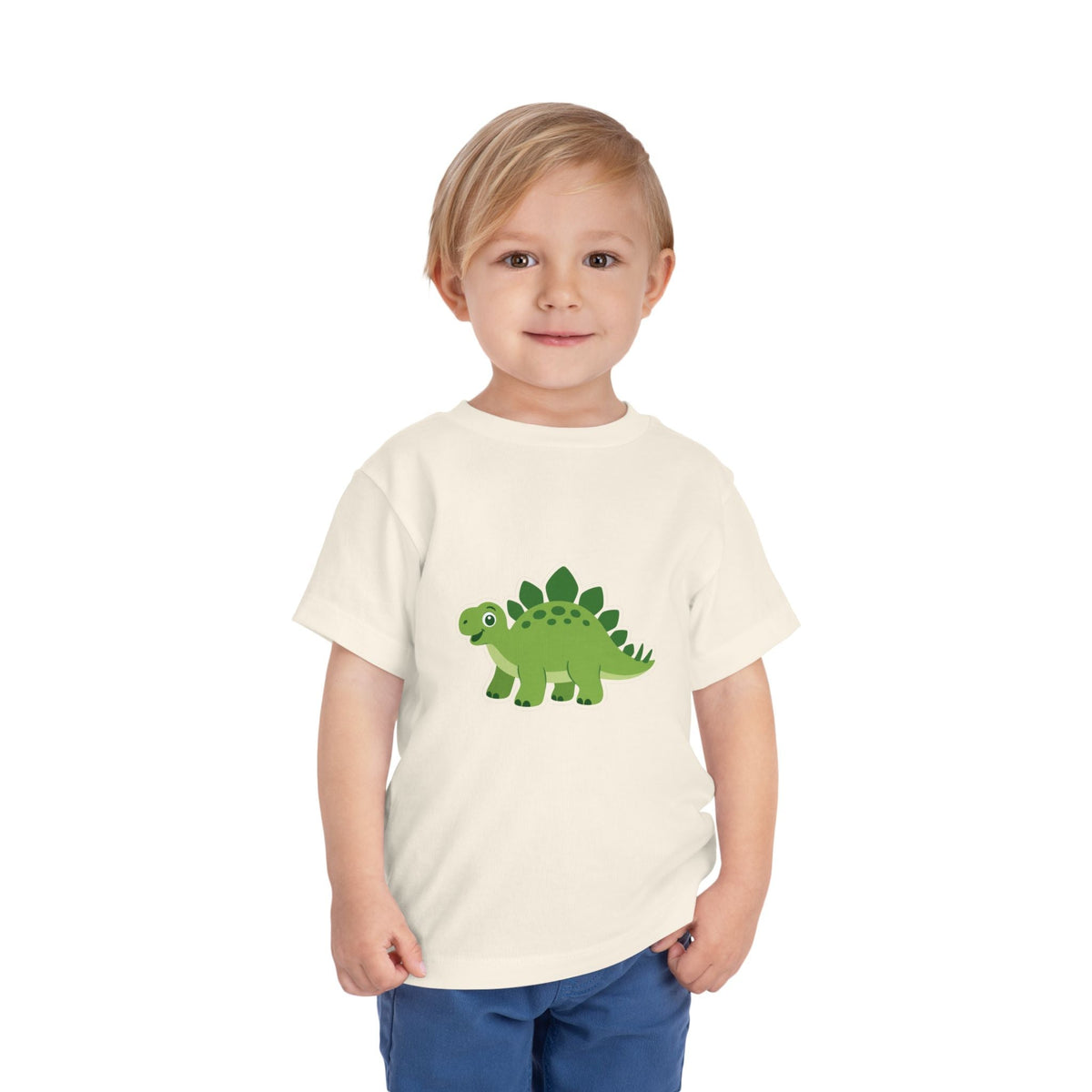 Cute Green Stegosaurus Toddler Tee – Dinosaur Short Sleeve Shirt for Kids - Front Patch Kids Co.