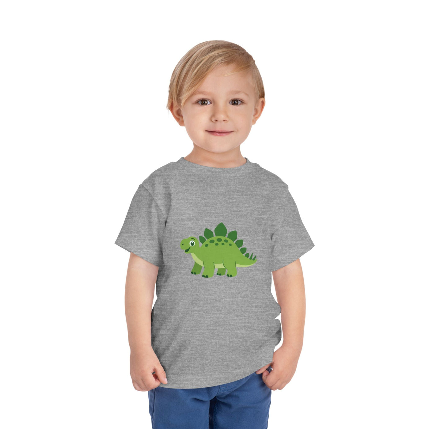 Cute Green Stegosaurus Toddler Tee – Dinosaur Short Sleeve Shirt for Kids - Front Patch Kids Co.