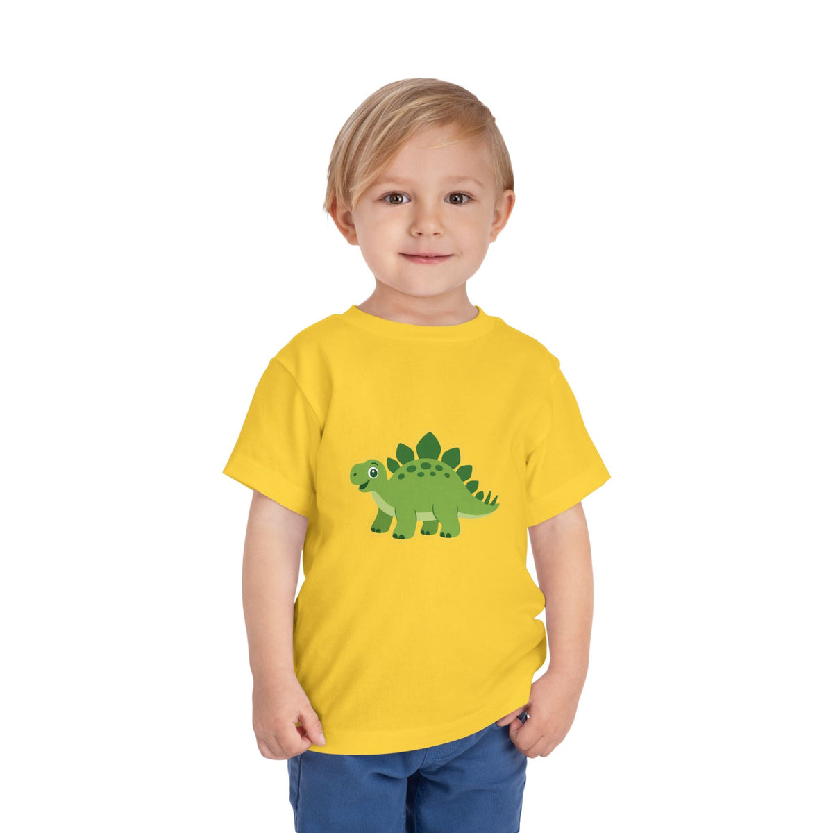 Cute Green Stegosaurus Toddler Tee – Dinosaur Short Sleeve Shirt for Kids - Front Patch Kids Co.