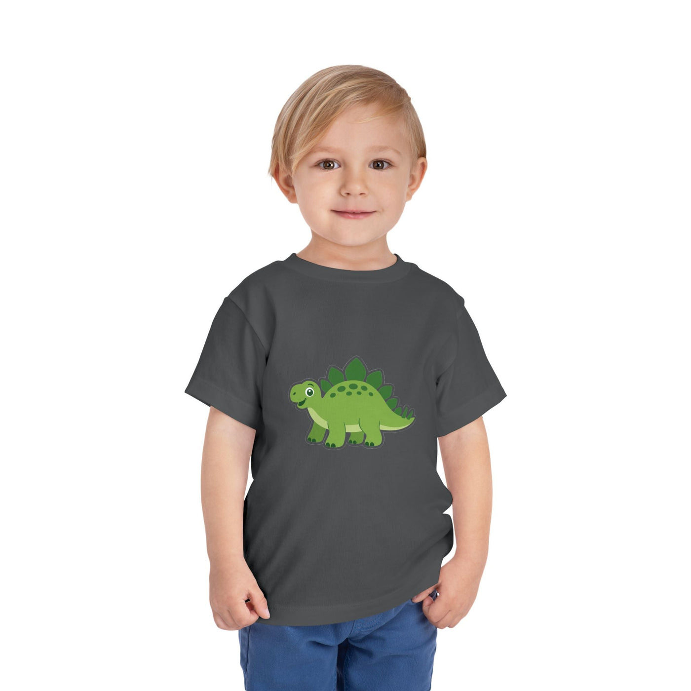 Cute Green Stegosaurus Toddler Tee – Dinosaur Short Sleeve Shirt for Kids - Front Patch Kids Co.
