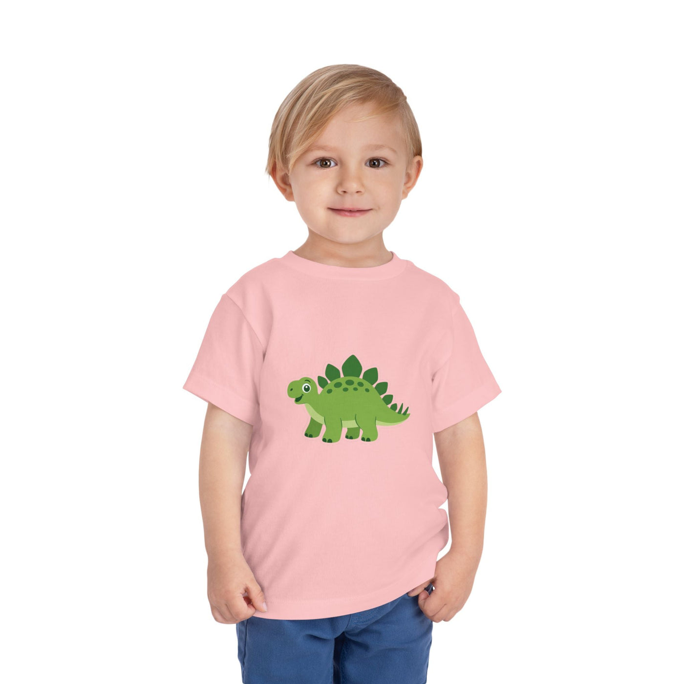 Cute Green Stegosaurus Toddler Tee – Dinosaur Short Sleeve Shirt for Kids - Front Patch Kids Co.