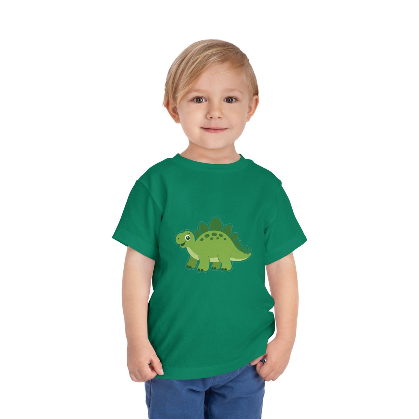 Cute Green Stegosaurus Toddler Tee – Dinosaur Short Sleeve Shirt for Kids - Front Patch Kids Co.