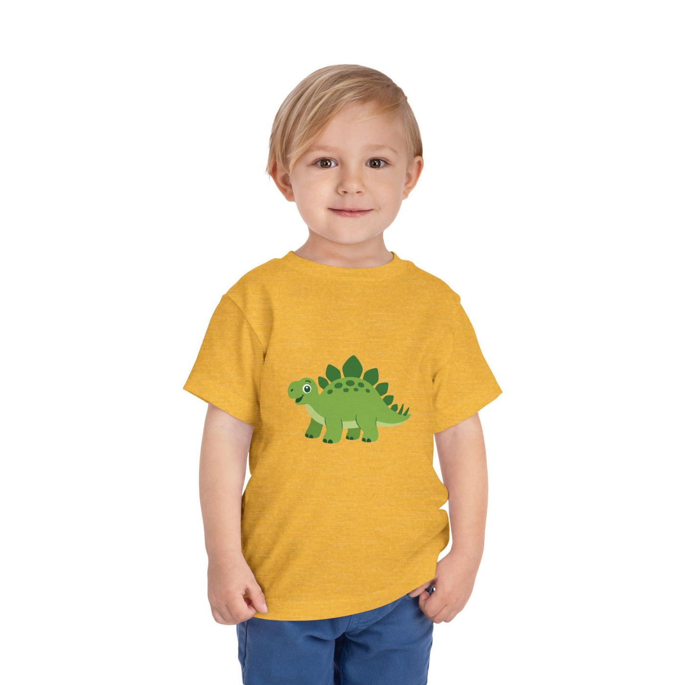 Cute Green Stegosaurus Toddler Tee – Dinosaur Short Sleeve Shirt for Kids - Front Patch Kids Co.
