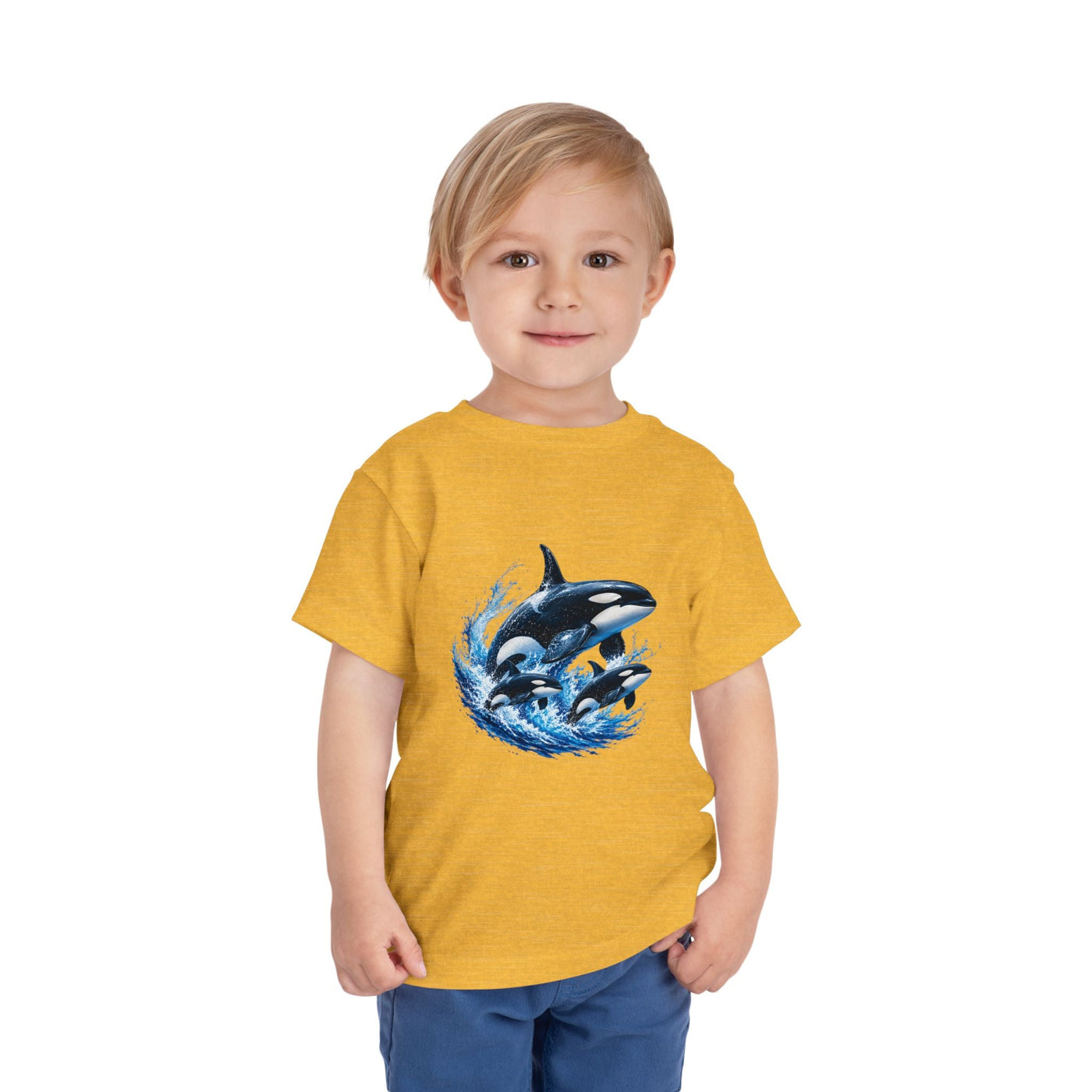 Orca Pod Toddler Tee — Playful Killer Whale Ocean Shirt - Front Patch Kids Co.