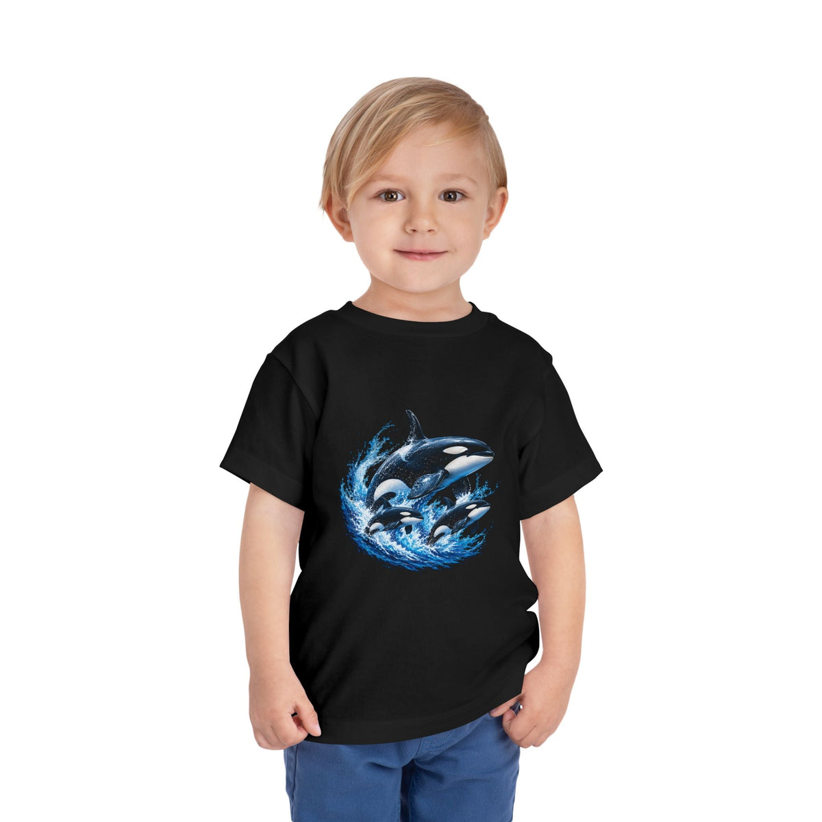 Orca Pod Toddler Tee — Playful Killer Whale Ocean Shirt - Front Patch Kids Co.