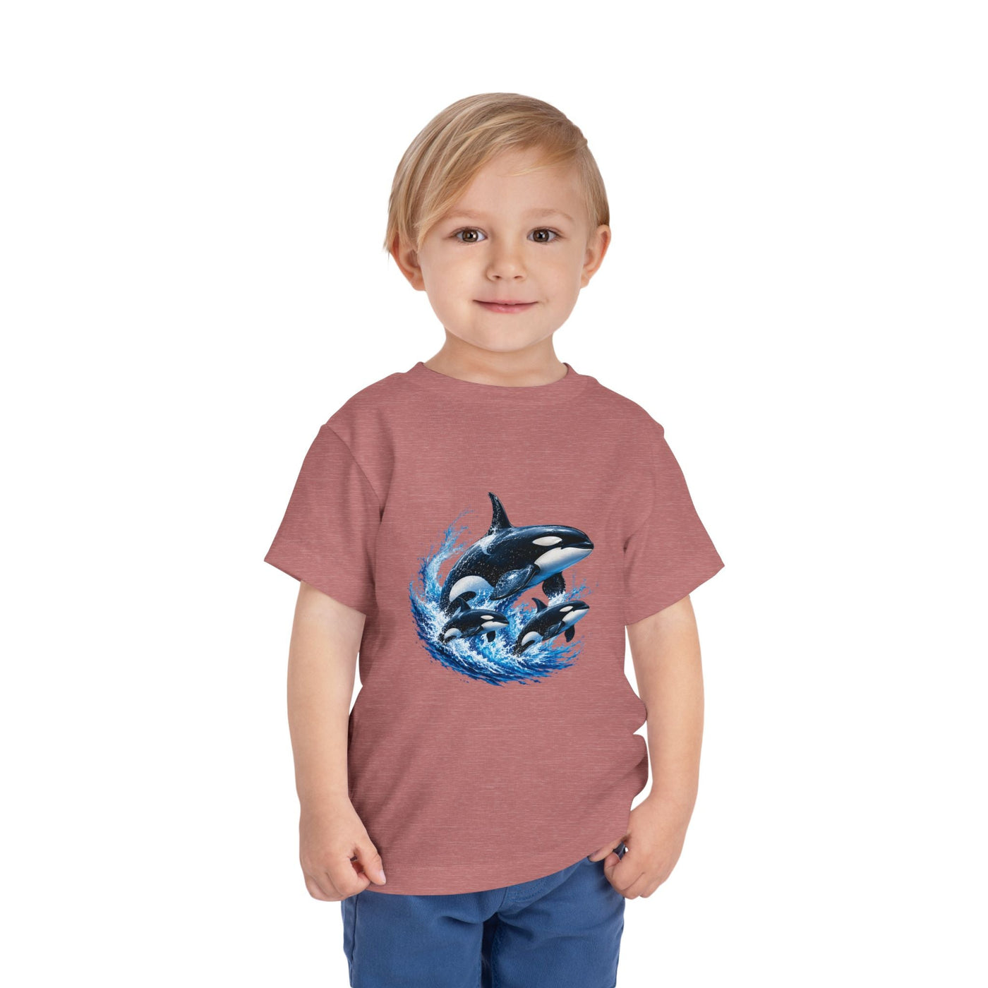 Orca Pod Toddler Tee — Playful Killer Whale Ocean Shirt - Front Patch Kids Co.
