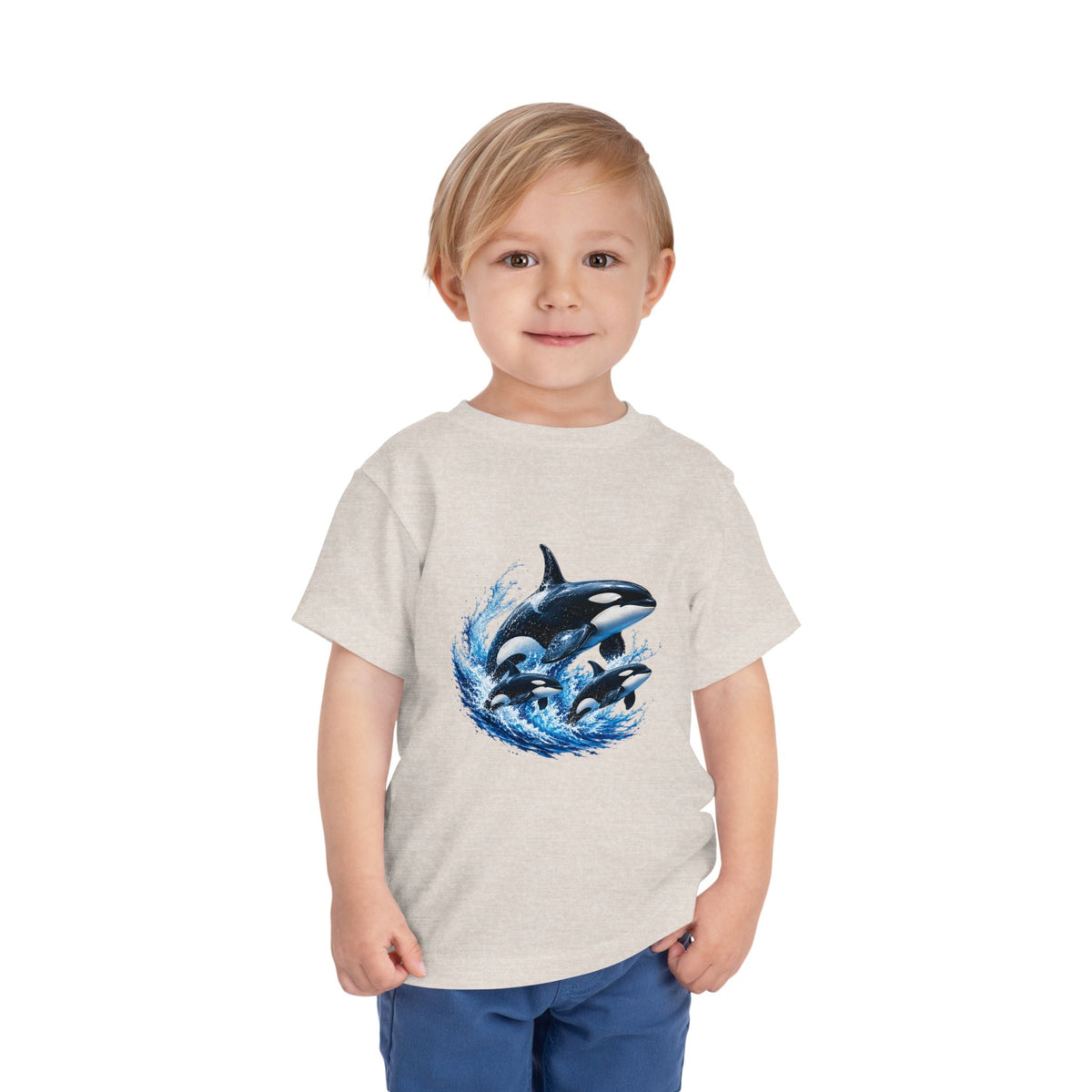 Orca Pod Toddler Tee — Playful Killer Whale Ocean Shirt - Front Patch Kids Co.
