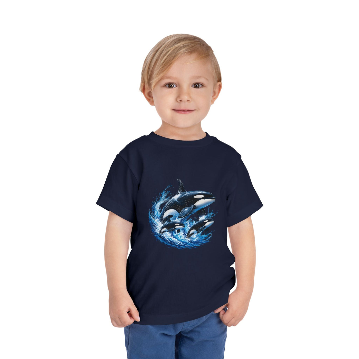 Orca Pod Toddler Tee — Playful Killer Whale Ocean Shirt - Front Patch Kids Co.