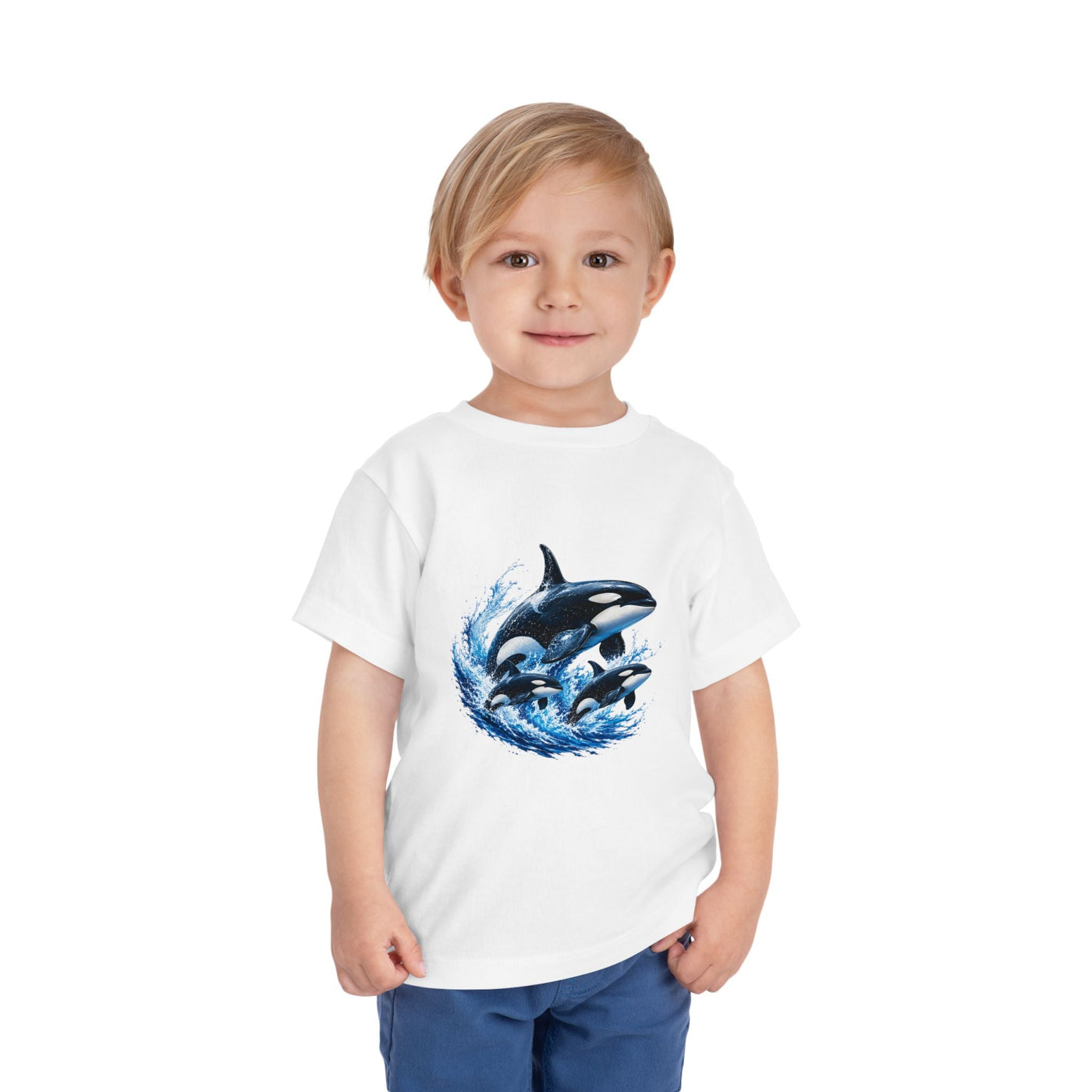 Orca Pod Toddler Tee — Playful Killer Whale Ocean Shirt - Front Patch Kids Co.