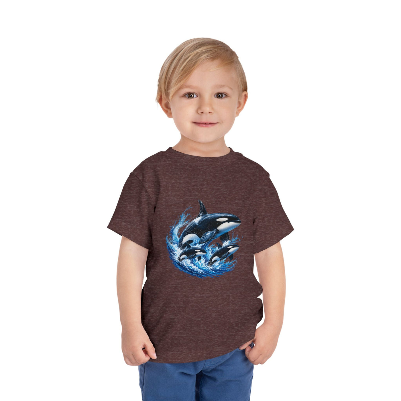 Orca Pod Toddler Tee — Playful Killer Whale Ocean Shirt - Front Patch Kids Co.