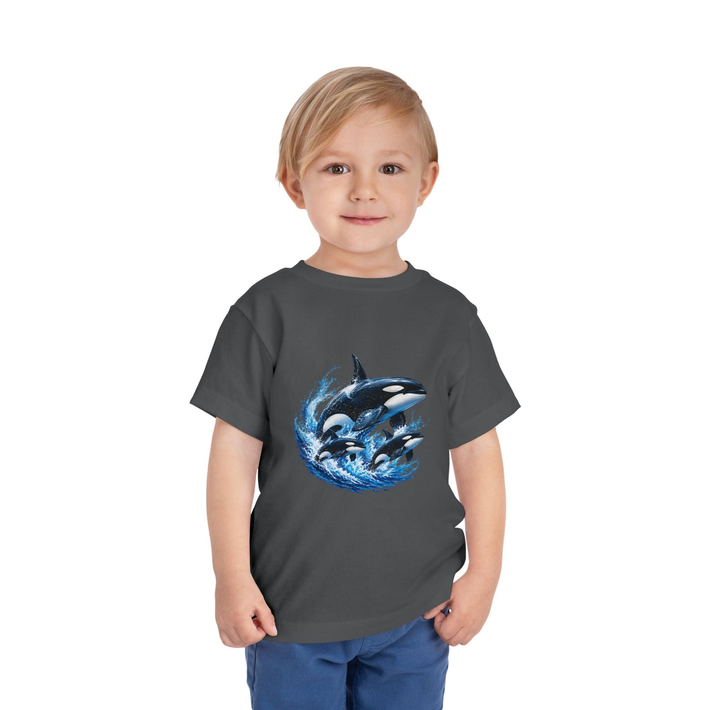 Orca Pod Toddler Tee — Playful Killer Whale Ocean Shirt - Front Patch Kids Co.