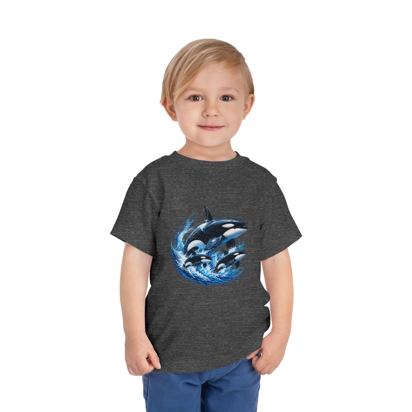 Orca Pod Toddler Tee — Playful Killer Whale Ocean Shirt - Front Patch Kids Co.