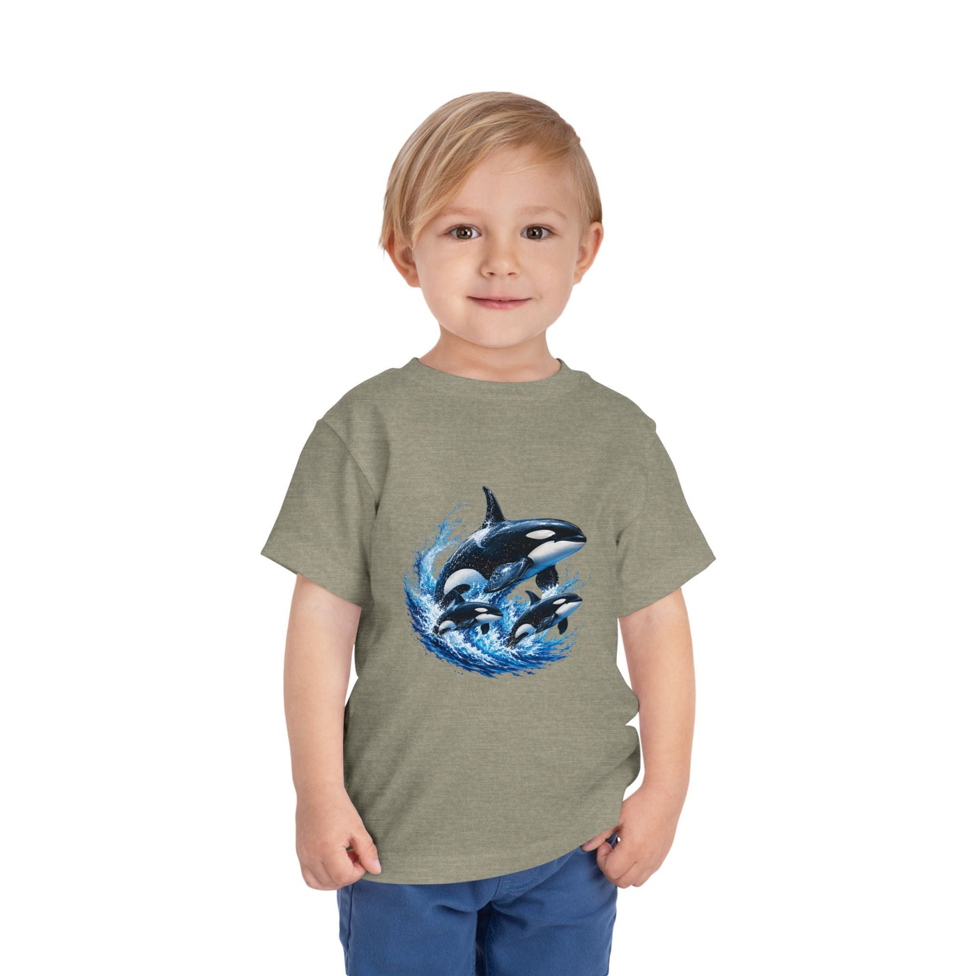 Orca Pod Toddler Tee — Playful Killer Whale Ocean Shirt - Front Patch Kids Co.