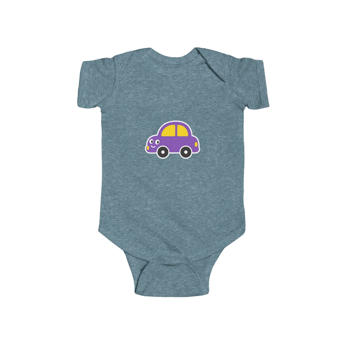 Purple Cartoon Car Baby Bodysuit - Cute Infant Onesie for Newborns & Baby Shower Gifts - Front Patch Kids Co.