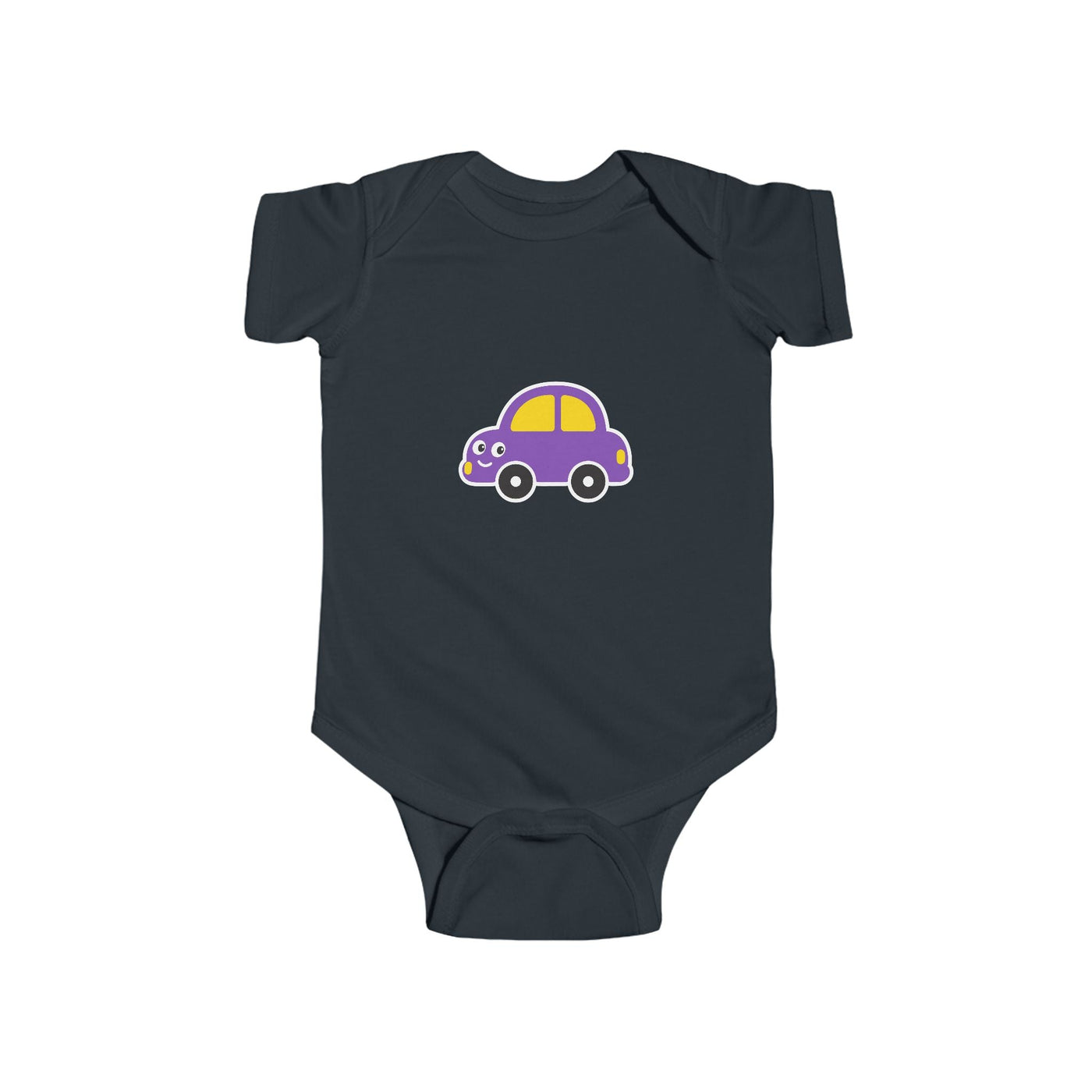 Purple Cartoon Car Baby Bodysuit - Cute Infant Onesie for Newborns & Baby Shower Gifts - Front Patch Kids Co.