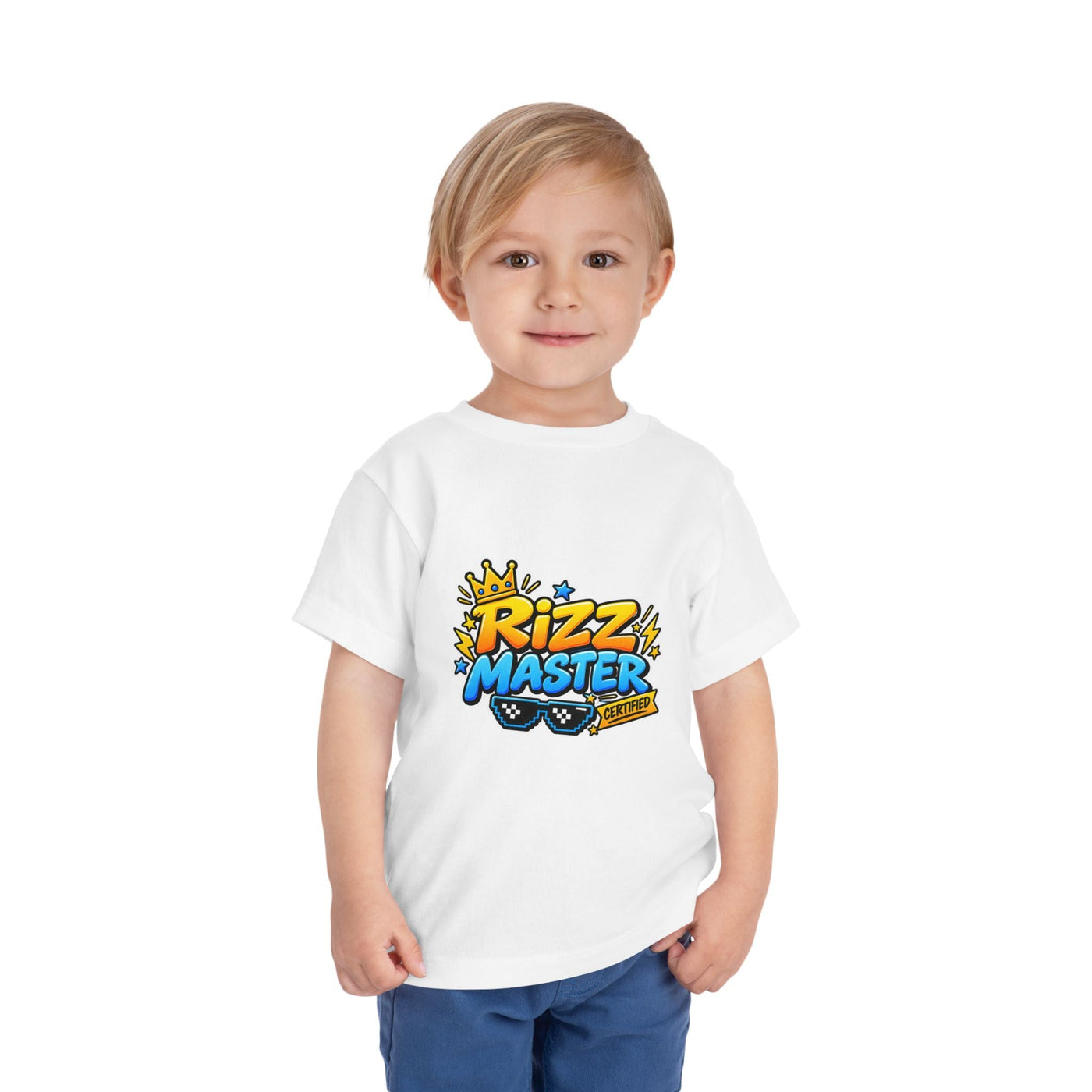 Rizz Master Toddler Tee — Cute Crown & Sunglasses Graphic Shirt - Front Patch Kids Co.