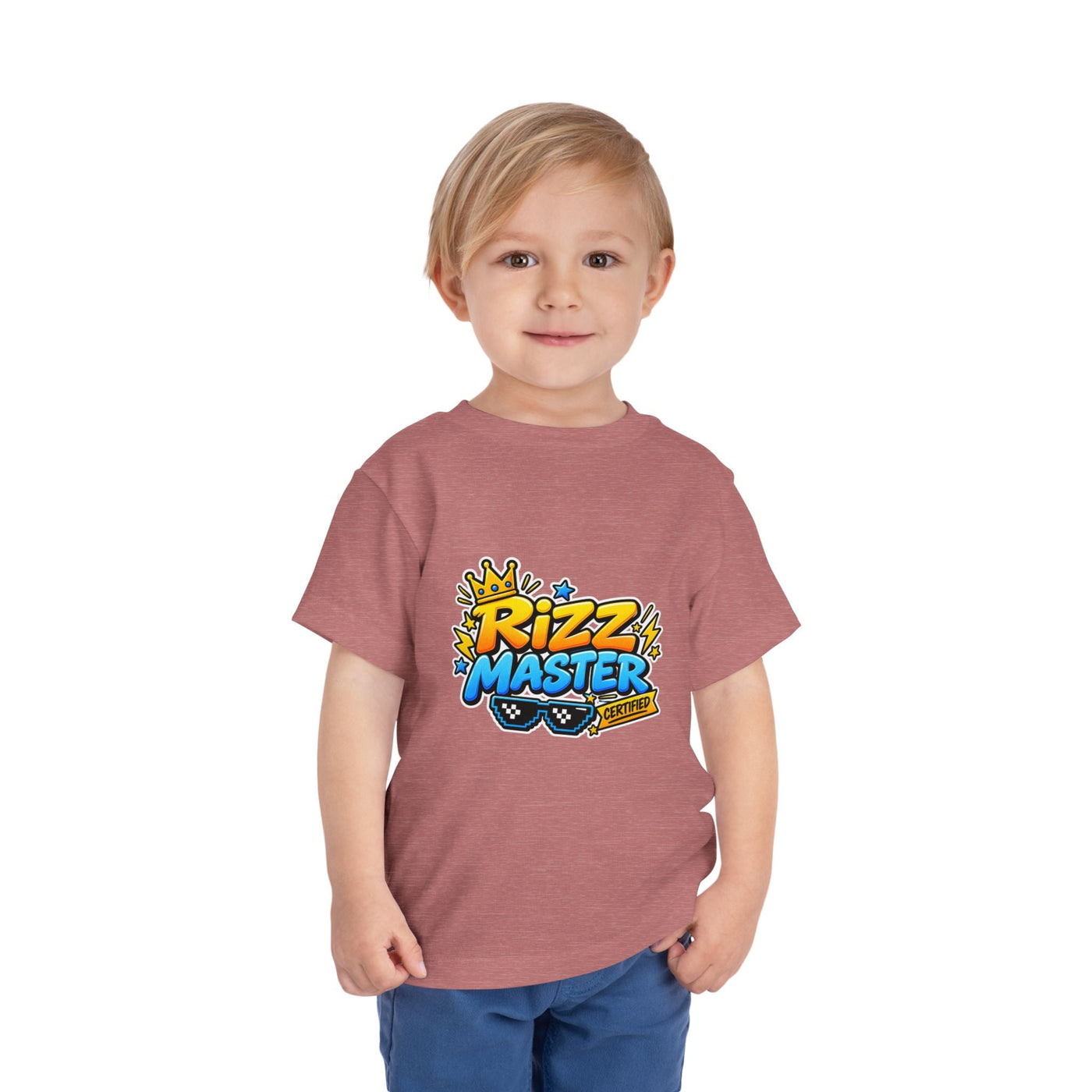 Rizz Master Toddler Tee — Cute Crown & Sunglasses Graphic Shirt - Front Patch Kids Co.