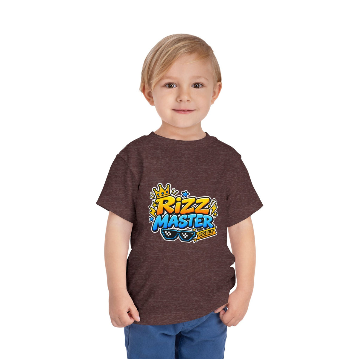 Rizz Master Toddler Tee — Cute Crown & Sunglasses Graphic Shirt - Front Patch Kids Co.