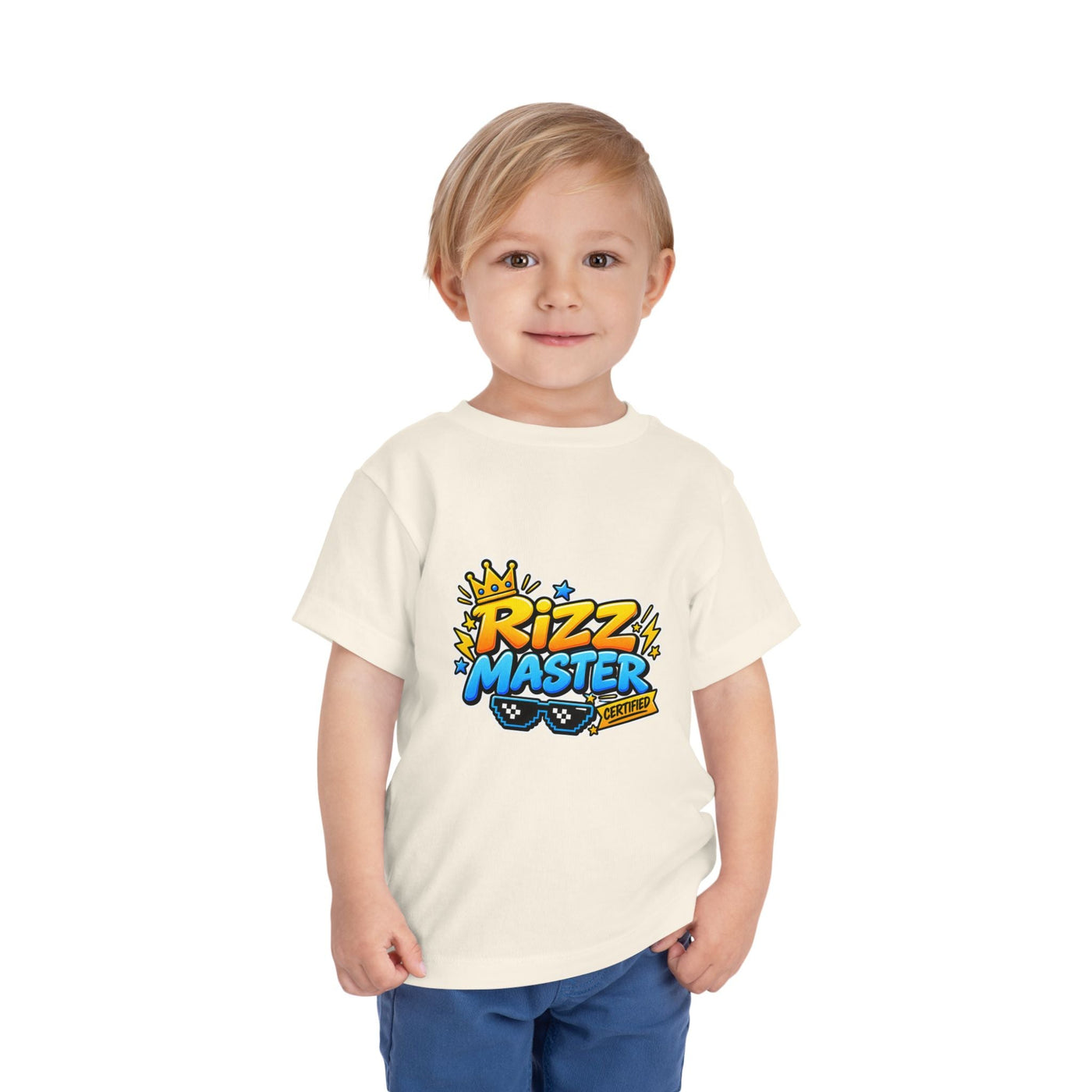 Rizz Master Toddler Tee — Cute Crown & Sunglasses Graphic Shirt - Front Patch Kids Co.