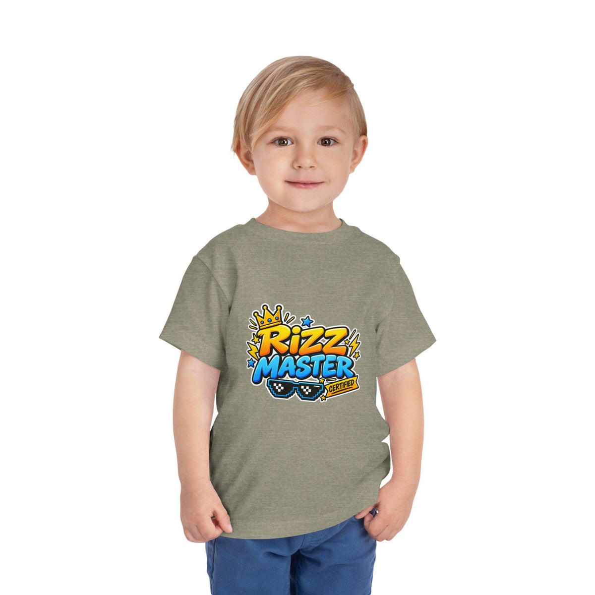 Rizz Master Toddler Tee — Cute Crown & Sunglasses Graphic Shirt - Front Patch Kids Co.