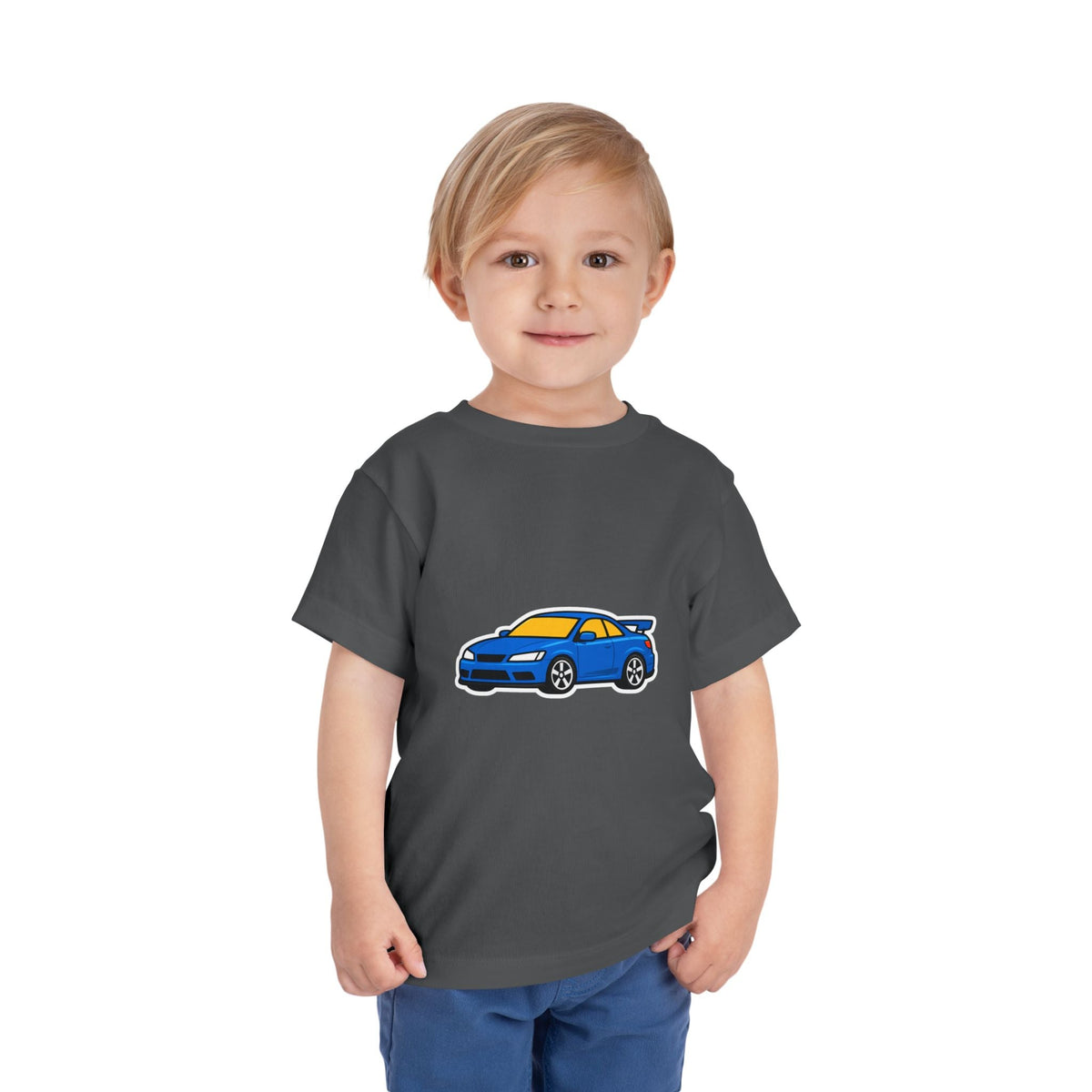 Toddler Car Tee — Blue Race Car Graphic Shirt for Kids - Front Patch Kids Co.