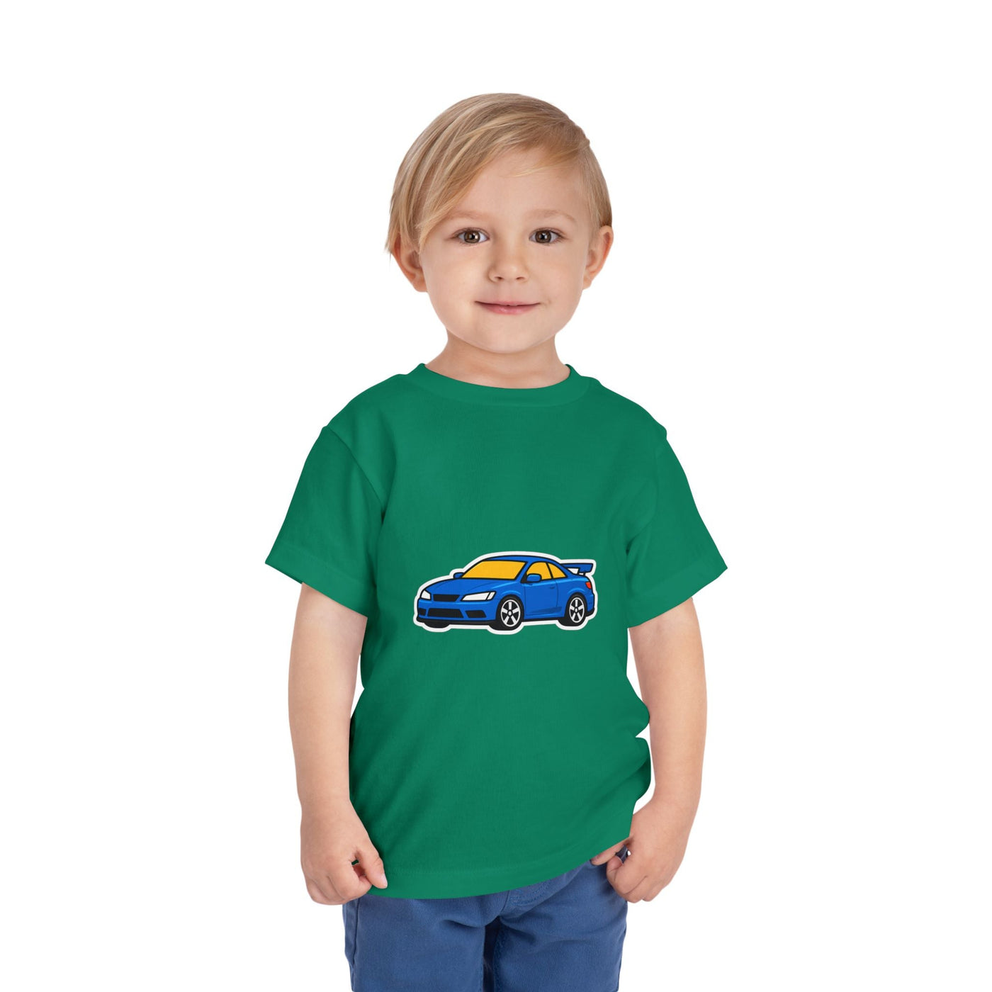 Toddler Car Tee — Blue Race Car Graphic Shirt for Kids - Front Patch Kids Co.