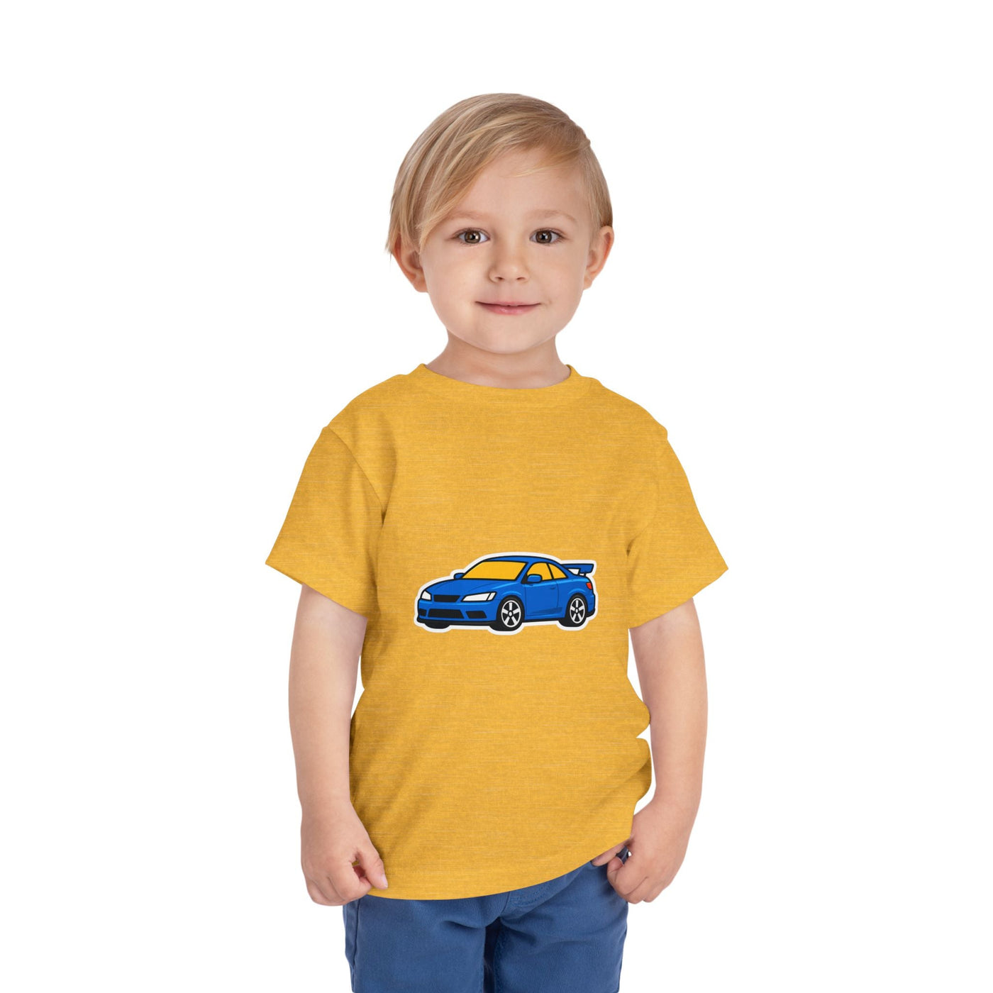 Toddler Car Tee — Blue Race Car Graphic Shirt for Kids - Front Patch Kids Co.