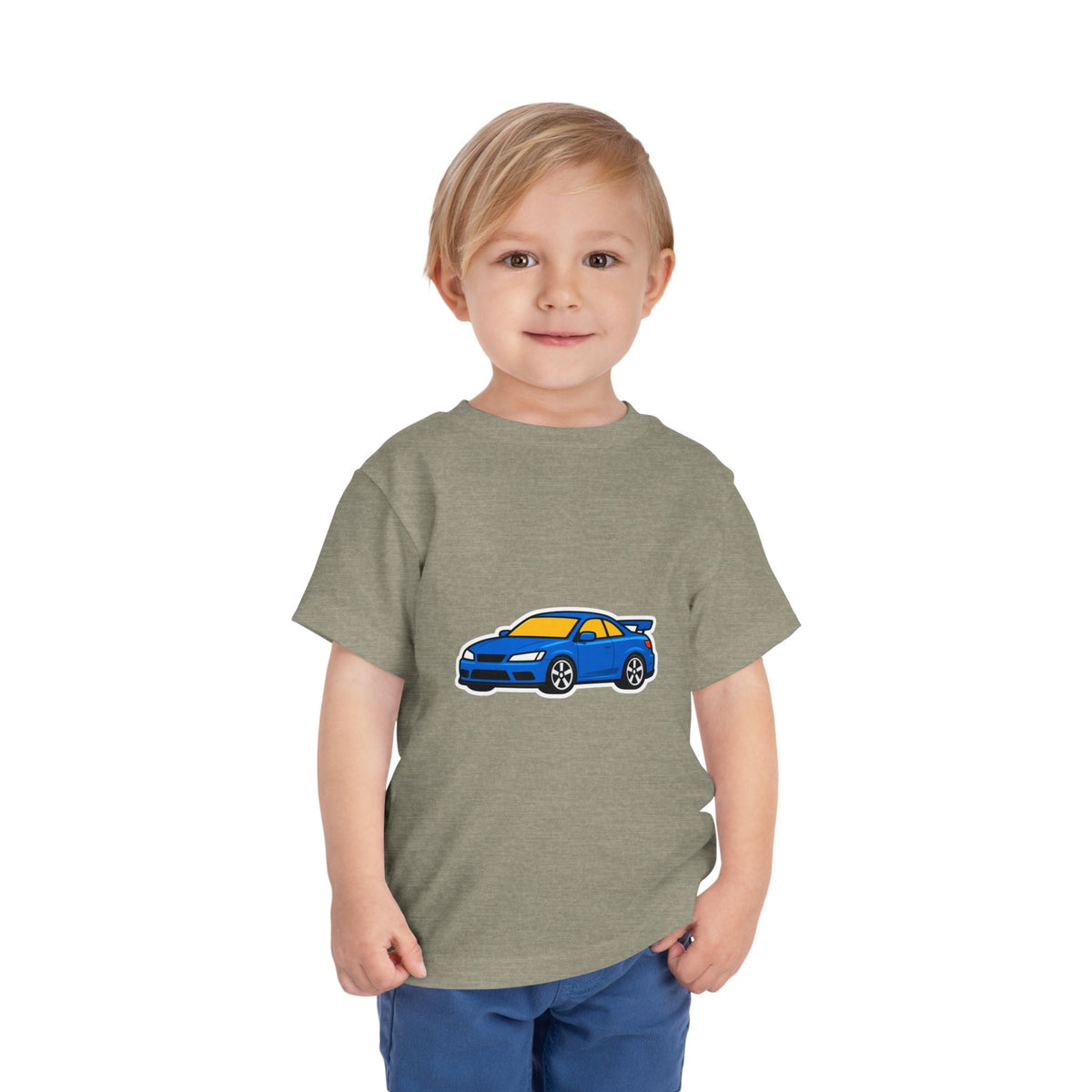 Toddler Car Tee — Blue Race Car Graphic Shirt for Kids - Front Patch Kids Co.