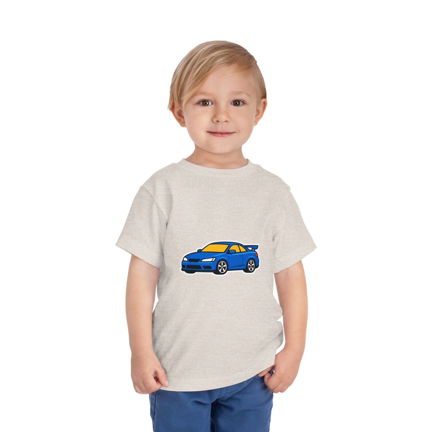 Toddler Car Tee — Blue Race Car Graphic Shirt for Kids - Front Patch Kids Co.