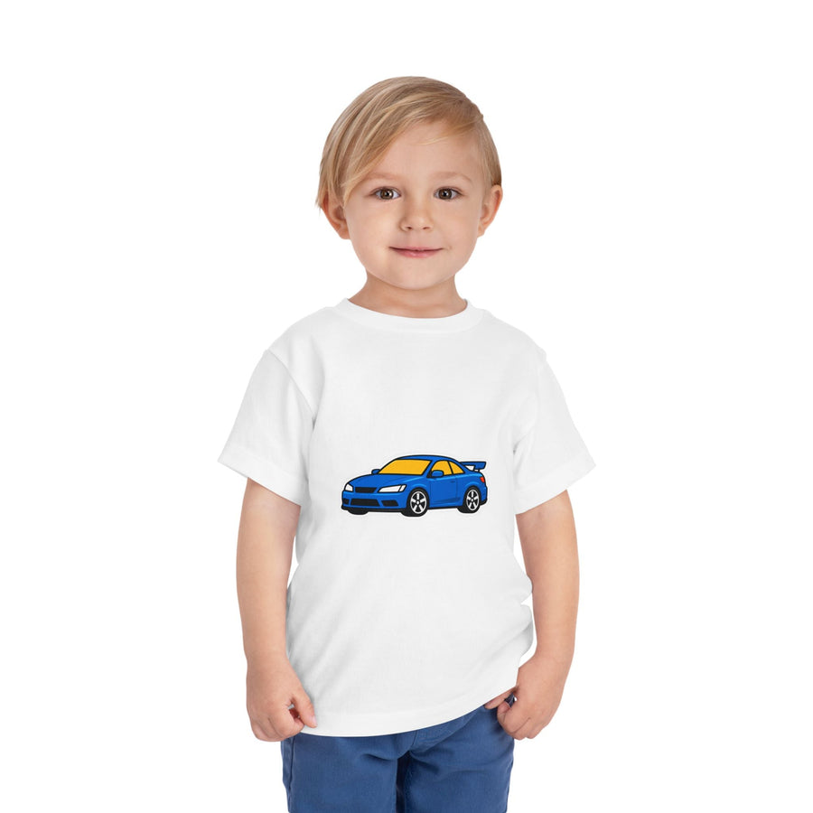 Toddler Car Tee — Blue Race Car Graphic Shirt for Kids - Front Patch Kids Co.
