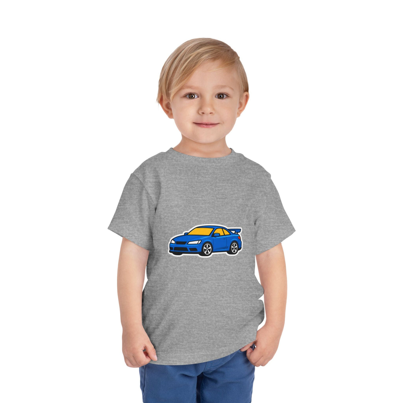 Toddler Car Tee — Blue Race Car Graphic Shirt for Kids - Front Patch Kids Co.
