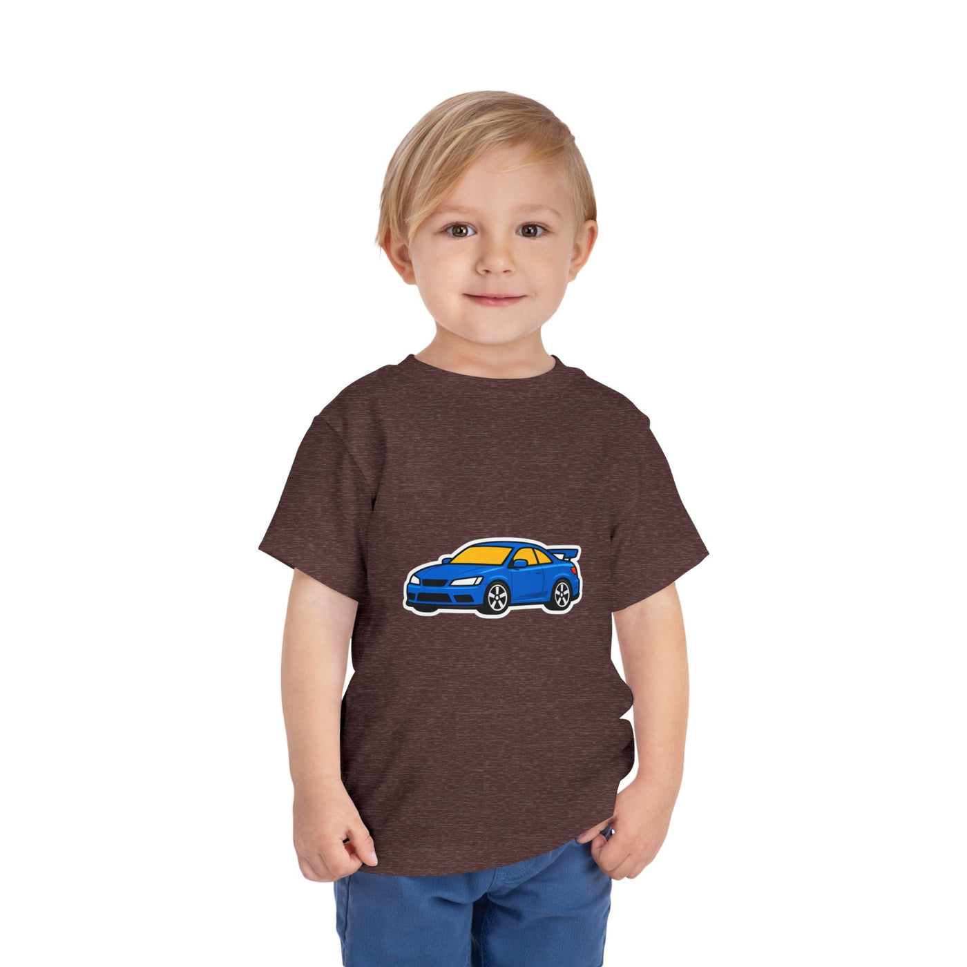 Toddler Car Tee — Blue Race Car Graphic Shirt for Kids - Front Patch Kids Co.