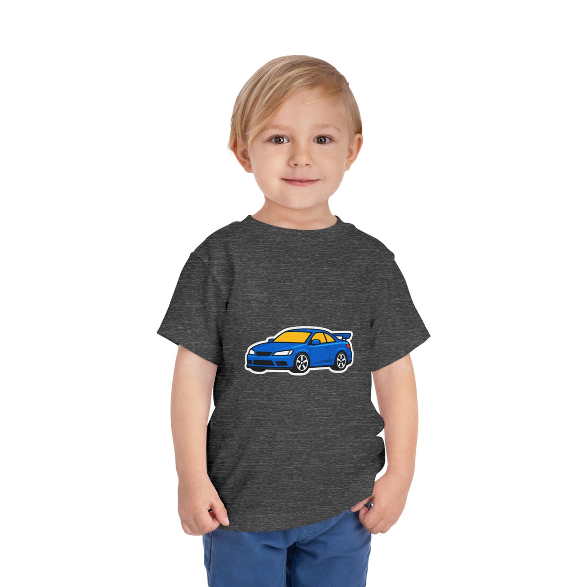 Toddler Car Tee — Blue Race Car Graphic Shirt for Kids - Front Patch Kids Co.