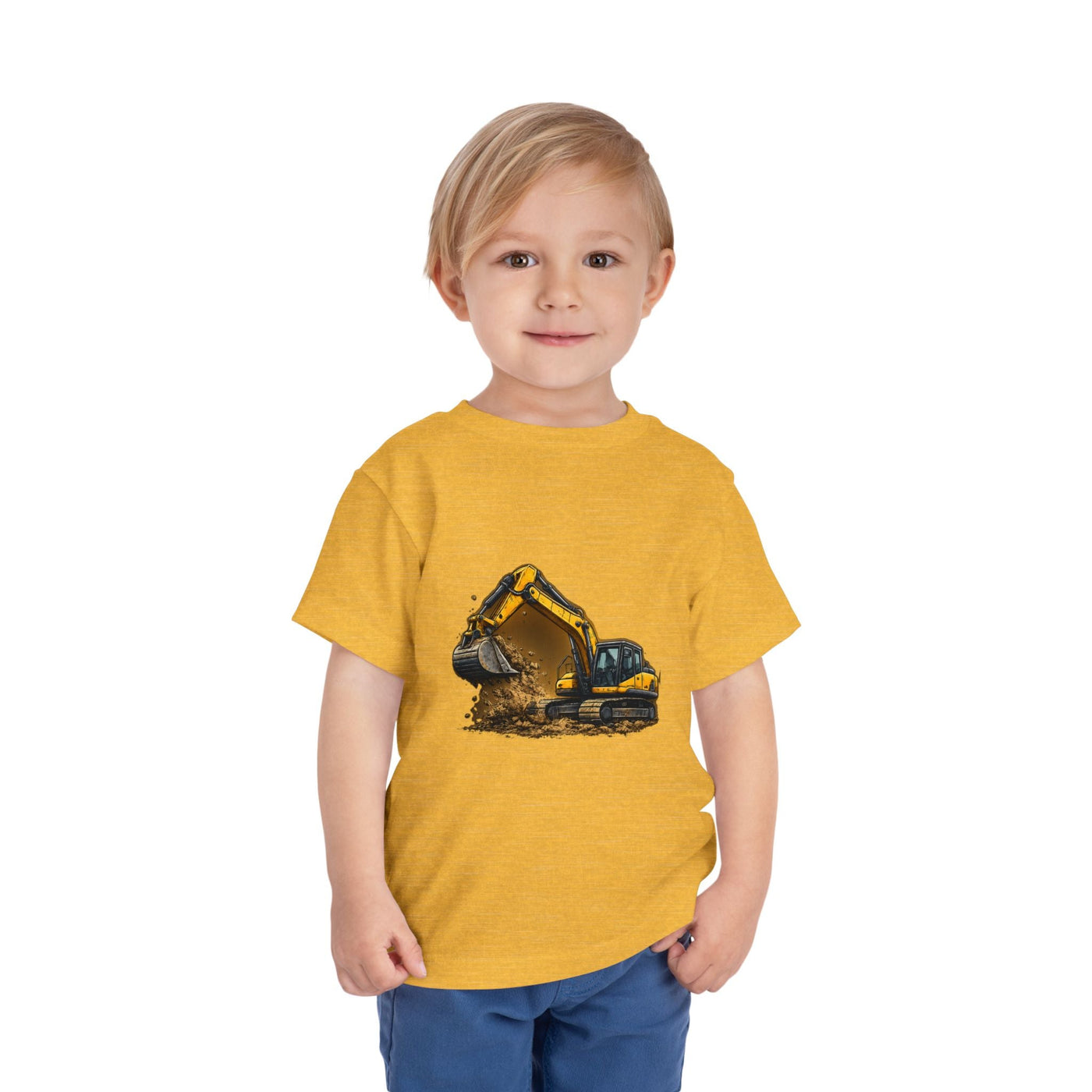Toddler Excavator Tee — Yellow Digging Construction Truck Shirt - Front Patch Kids Co.