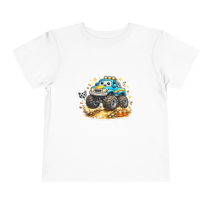 Toddler Monster Truck Tee – Cute Blue Off-Road Car Shirt for Kids - Front Patch Kids Co.