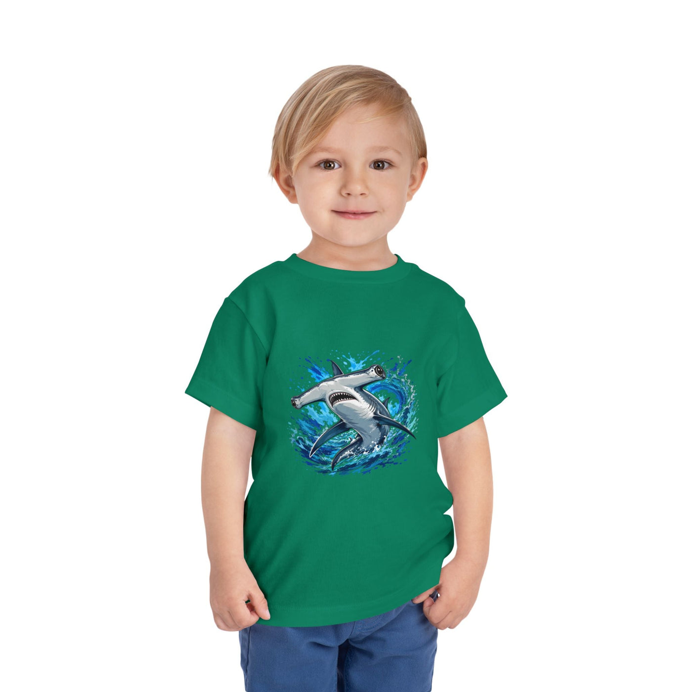 Toddler Shark T-Shirt – Playful Hammerhead Splash Tee for Kids - Front Patch Kids Co.