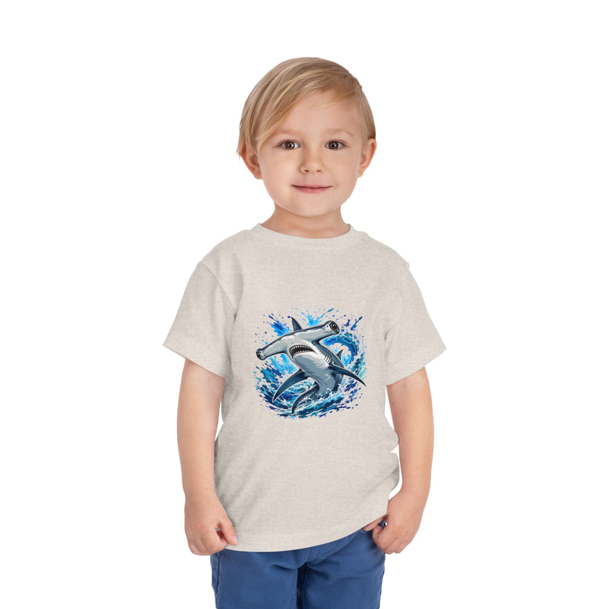 Toddler Shark T-Shirt – Playful Hammerhead Splash Tee for Kids - Front Patch Kids Co.