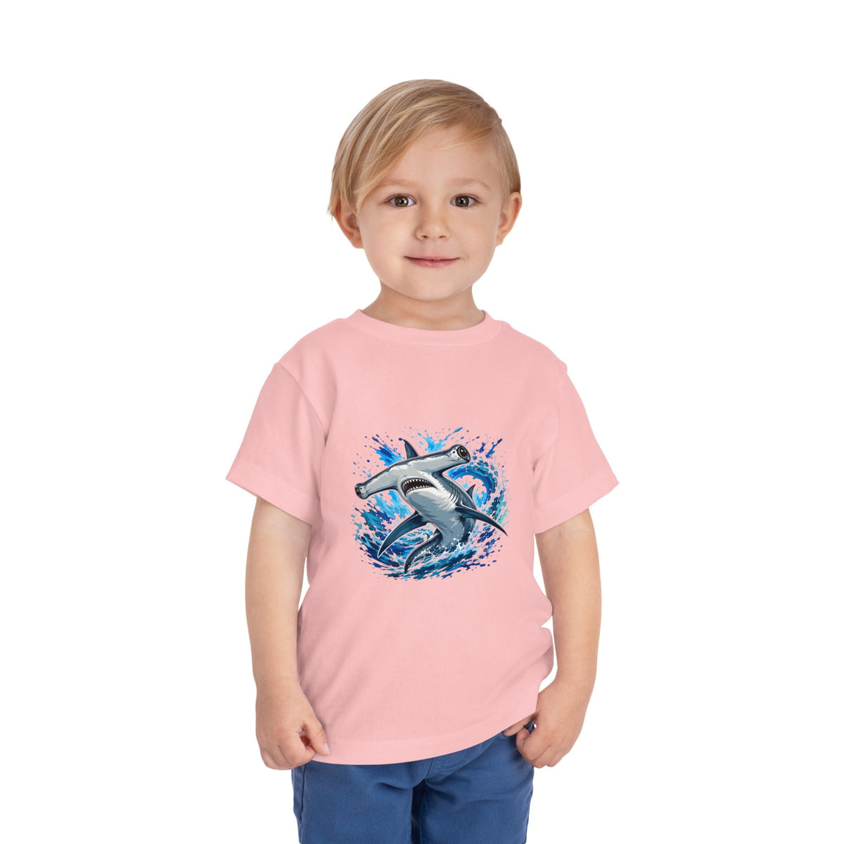 Toddler Shark T-Shirt – Playful Hammerhead Splash Tee for Kids - Front Patch Kids Co.