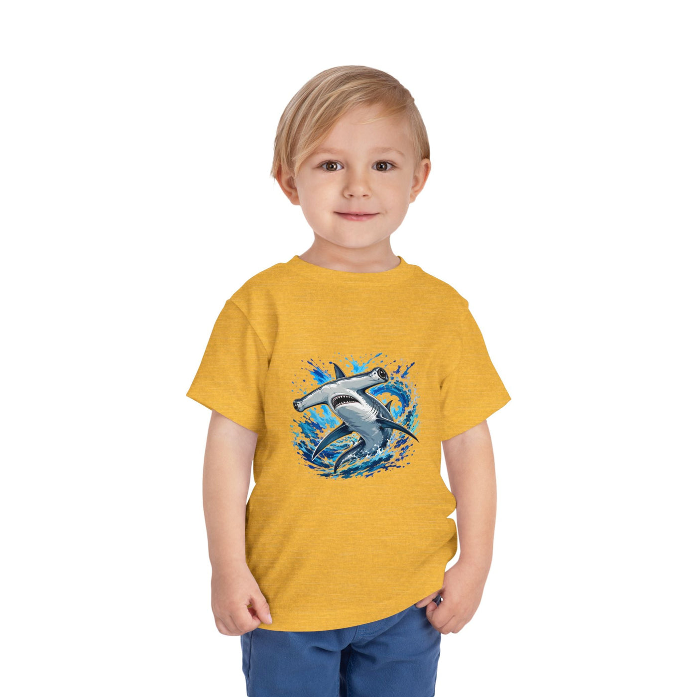 Toddler Shark T-Shirt – Playful Hammerhead Splash Tee for Kids - Front Patch Kids Co.